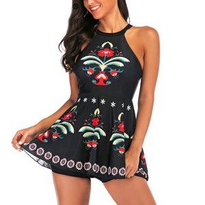 Boho Floral Swimsuit - Printed Bathing Suit - unique swimwear Dia de los Muertos